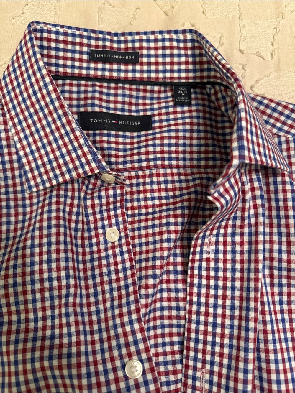 Tommy Hilfiger Men's Check Dress Shirt - Red, Blue, White